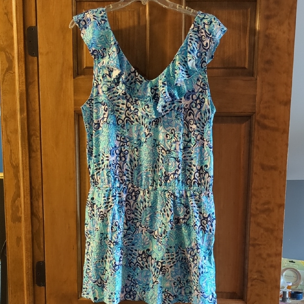 Lilly Pulitzer Blue and White Abstract Romper